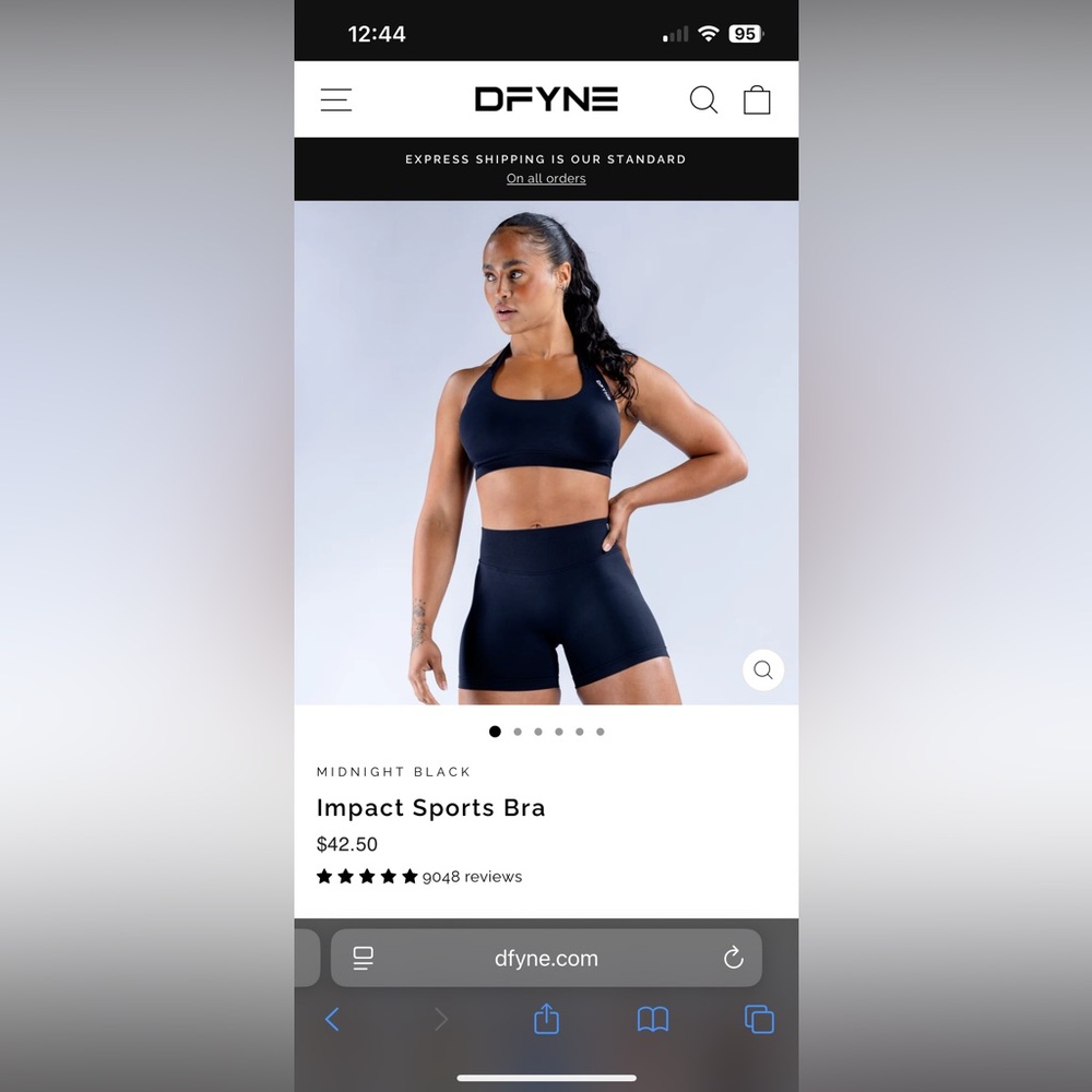 DFYNE Midnight Black Impact Sports Bra and Shorts